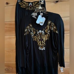 Vintage 1980s Jane Ashley beaded sequin top and skirt set size Large